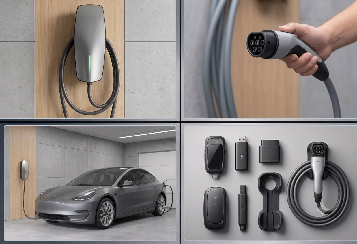 Coche eléctrico cargando en casa